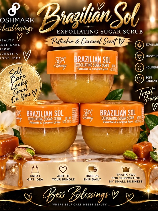 Other - 🌴Brazilian Sol Exfoliating Sugar Scrub Pistachio & Caramel 5 oz Spa Luxury🌴 (3)